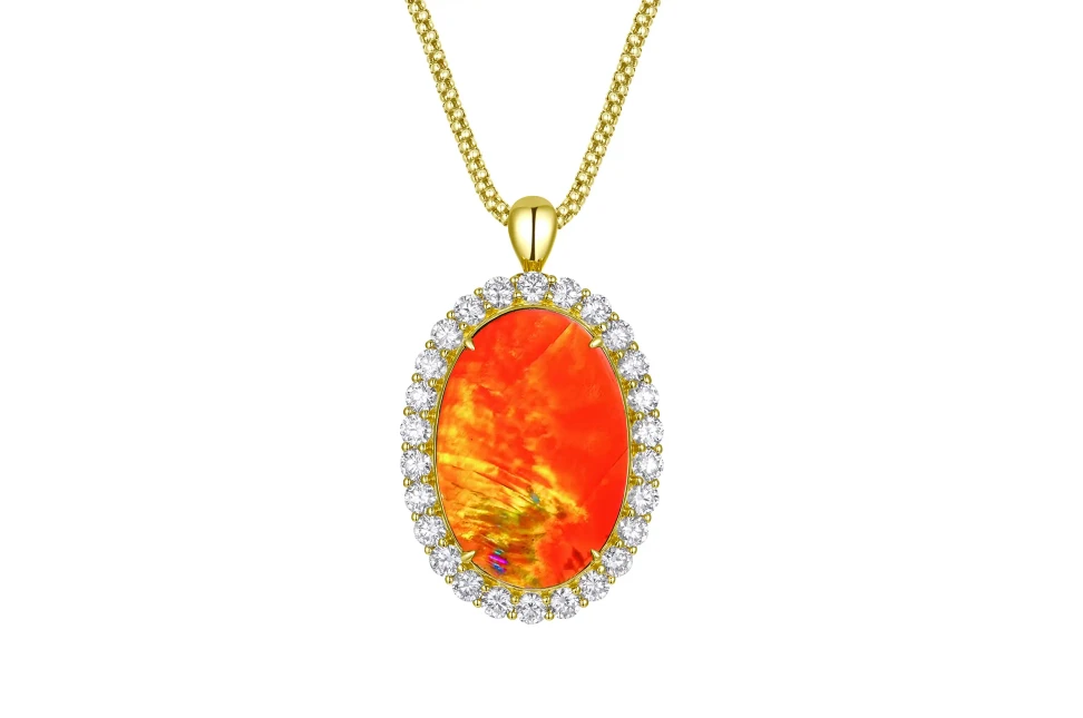 The Koi by Olivia Chan features a 10.55-carat Australian solid black opal ablaze with orange-red and yellow, set in a convertible design that can be worn as a pendant or ring