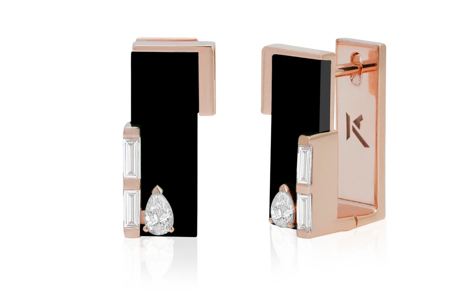 <p>Verse earrings with diamonds in 18k rose gold by UltraLuxe 2024 exhibitor, Kevork Khatcherian</p>