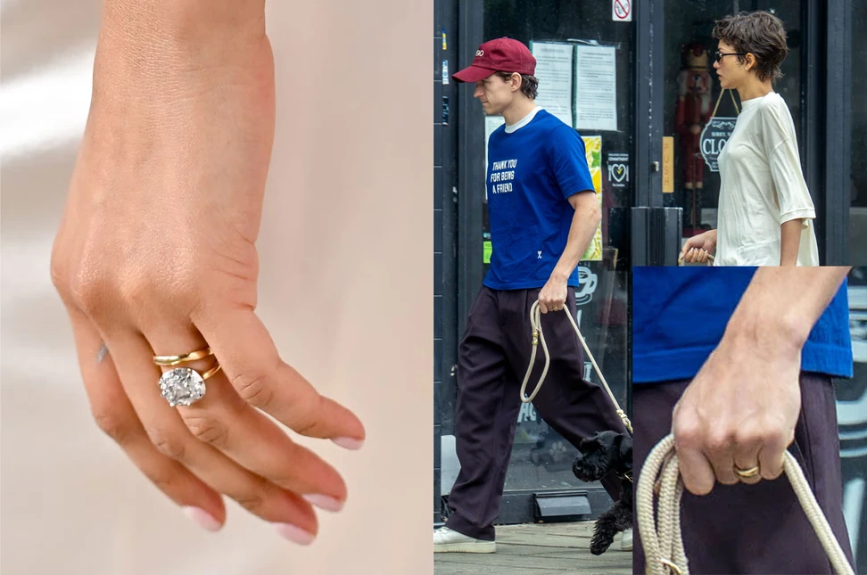 Tom Holland and Zendaya were photographed in London in August wearing matching gold wedding bands
