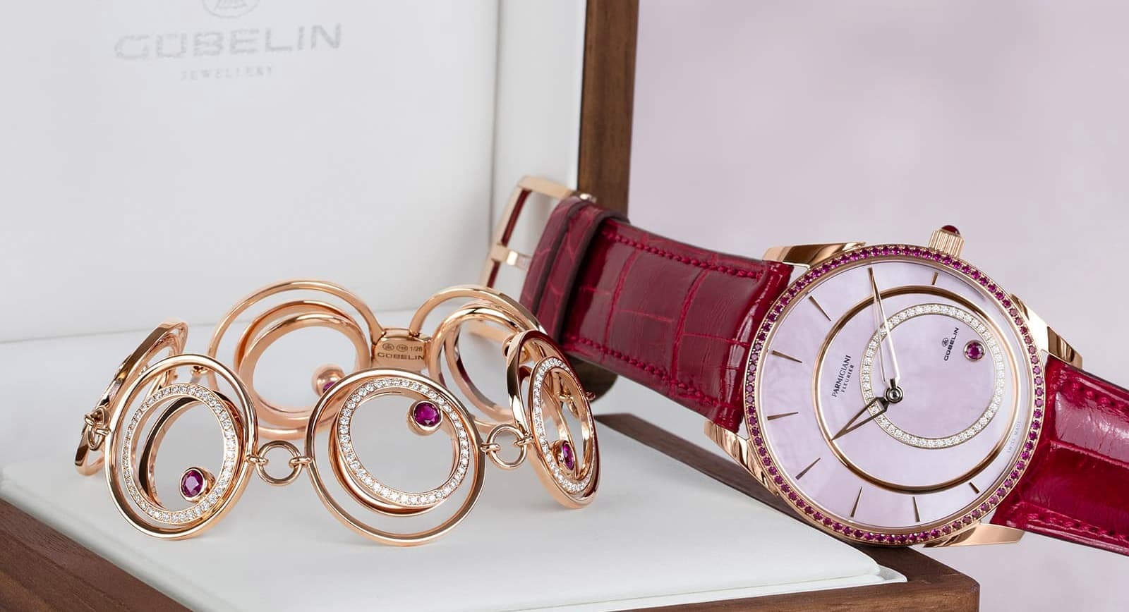 Bracelet and watch created in collaboration between  Gübelin Jewellery and Parmigiani Fleurier