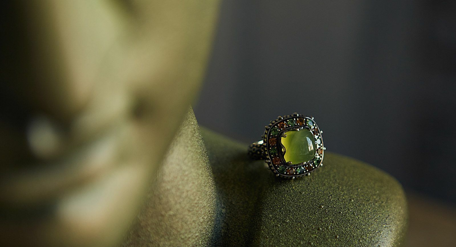 Cocktail ring with precious stones by Ringo Jewelry