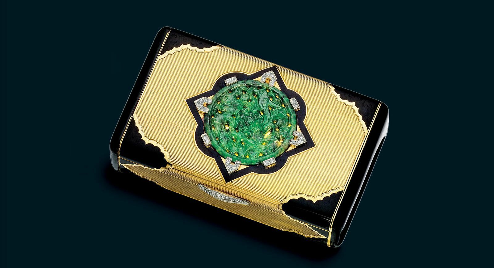 Art Deco Jade enamel and diamond cigarette cases by Cartier 1929
