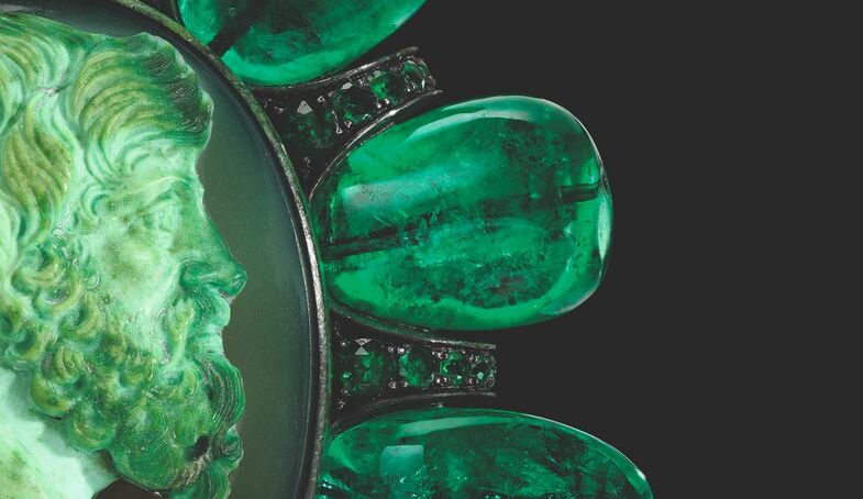 S2x1 hemmerle emerald  hardstone cameo and tsavorite garnet pendant necklace  hemmerle  2 3