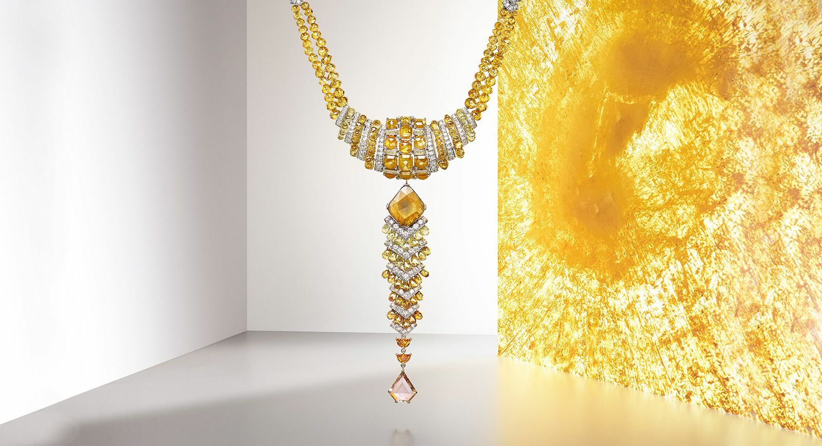 Cartier 'Yuma' necklace with yellow and colourless diamonds in white gold