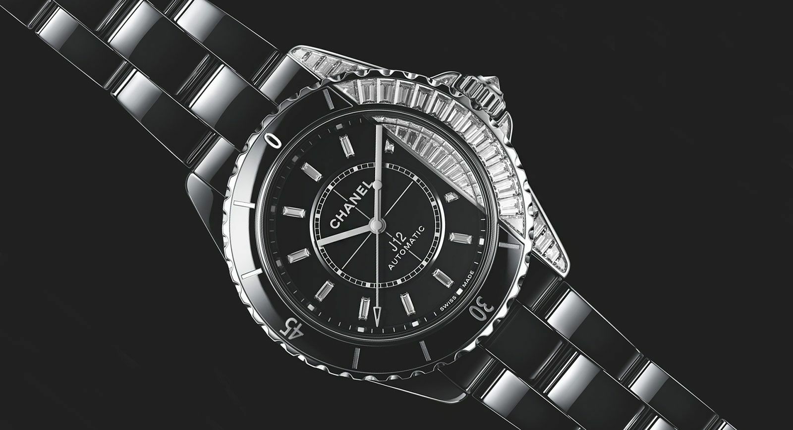 Chanel Watches 'J12 Paradoxe' with diamonds in black ceramic and white gold