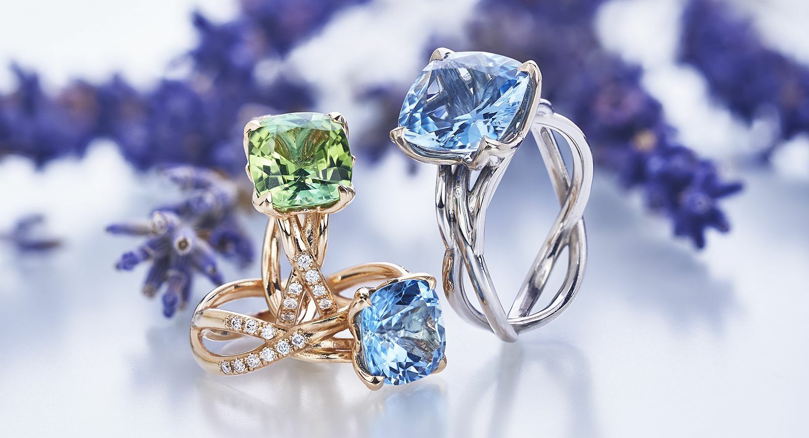кольцо цветные драгоценные камни Leyser