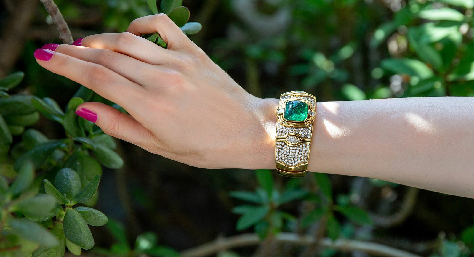 Vintage Bvlgari emerald and diamond bracelet