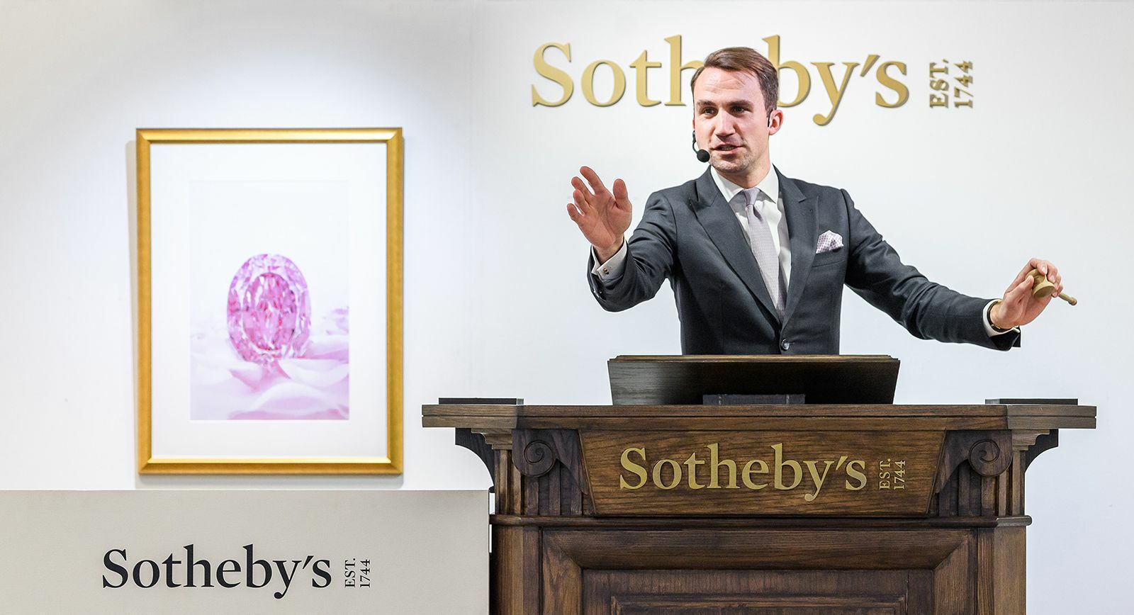 Sotheby's auction of The Spirit of the Rose Fancy Vivid purple-pink diamond