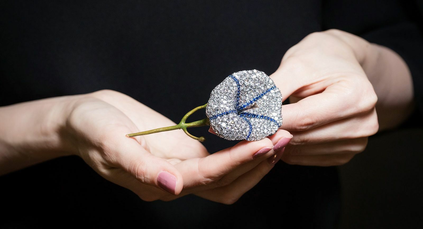Ninotchka flower brooch with diamonds and sapphires 