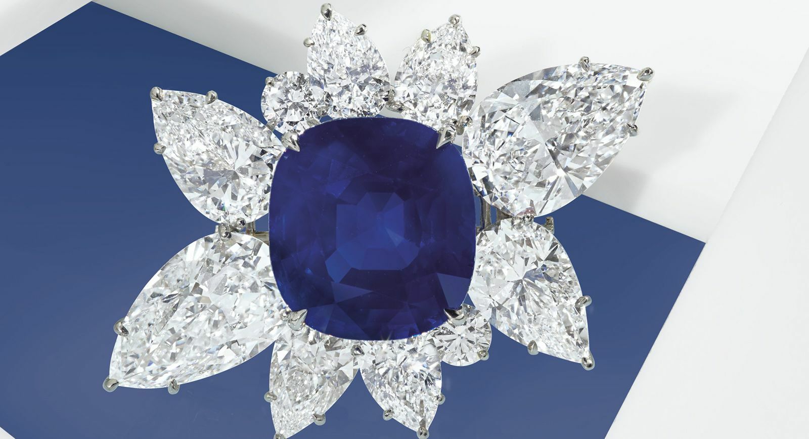 Kashmir Sapphire cushion-cut of 43.10 carats with pear-shaped diamonds sold by Christie's as part of a bracelet in 2020