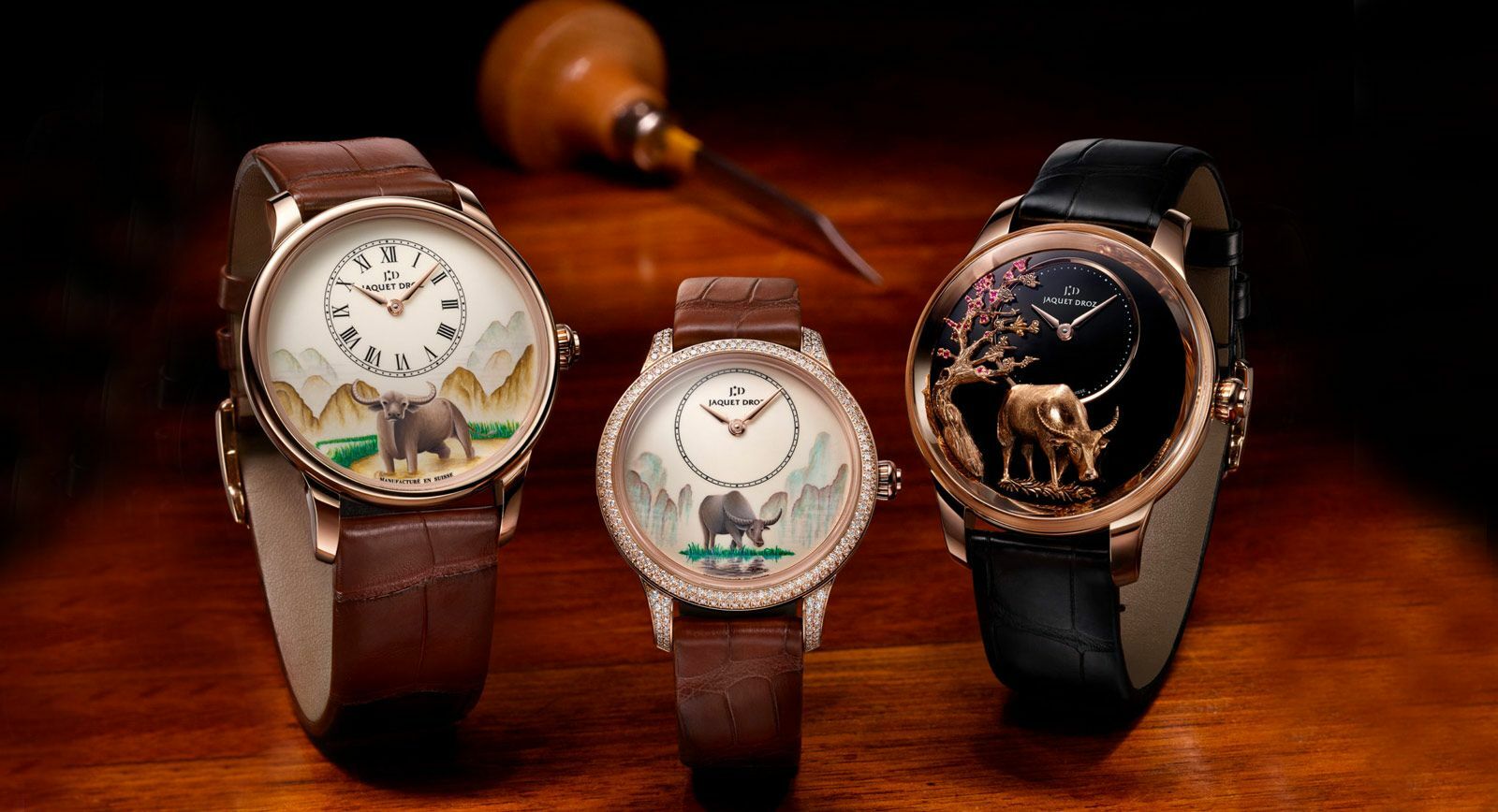 Jaquet Droz Petite Heure Minute Buffalo timepieces for Chinese New Year - Year of the Ox 2021