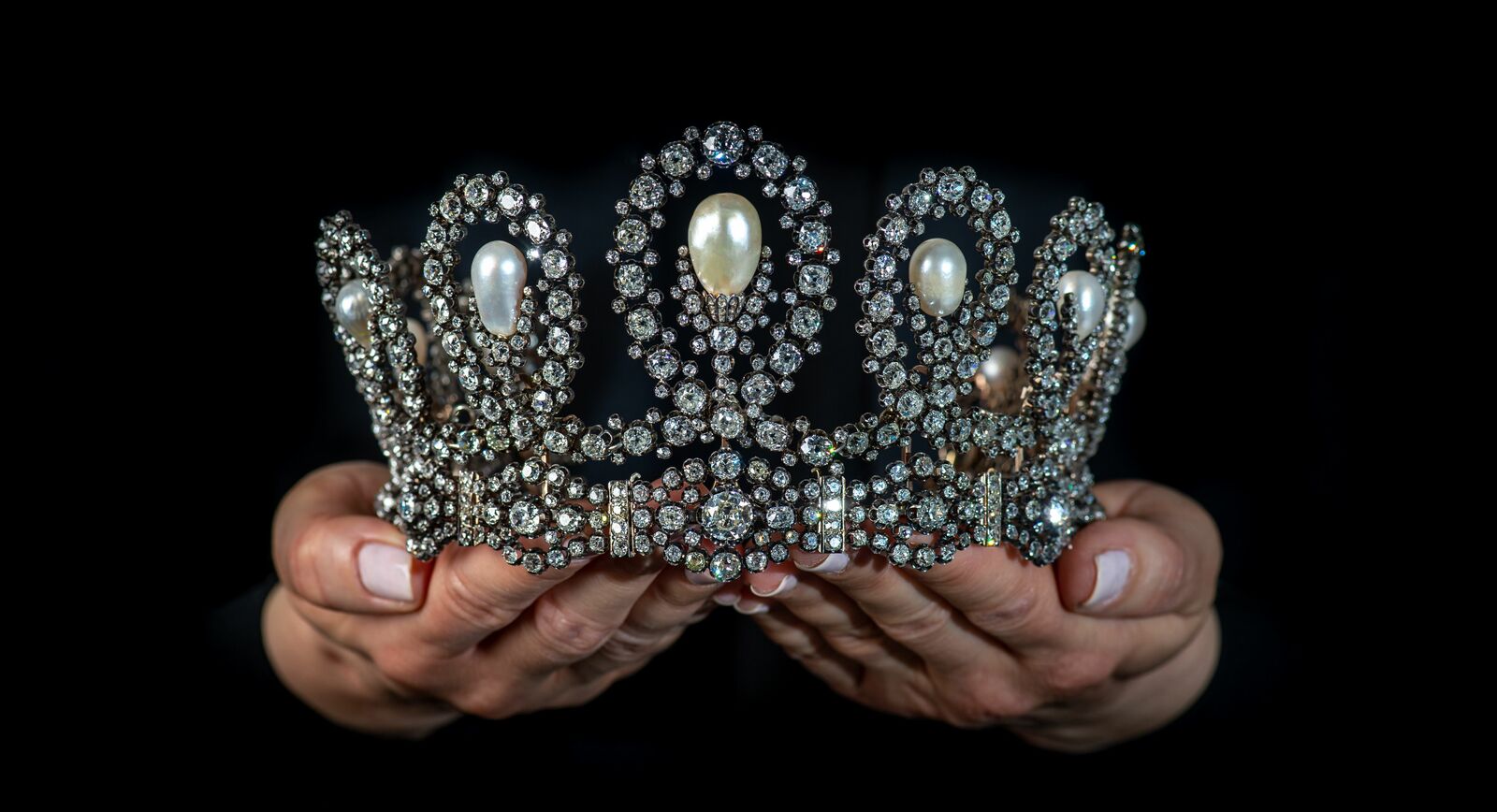 A significant 'Musy' natural pearl and diamond tiara dated to the second half of the 19th century, as sold by Sotheby's 