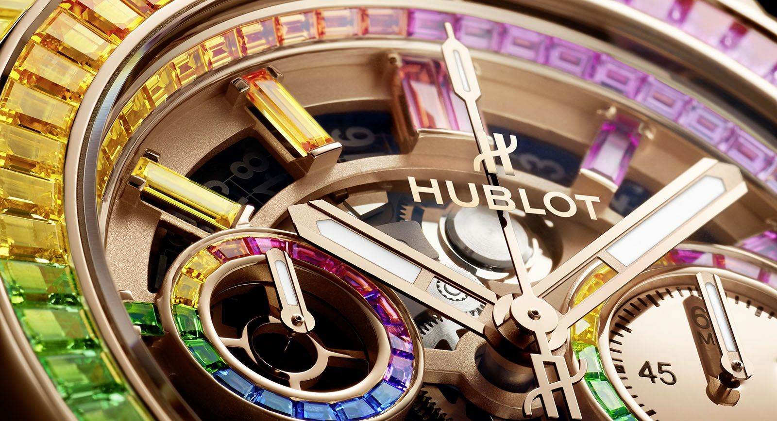 Hublot Big Bang Unico High Jewellery Rainbow watch with coloured gemstones 
