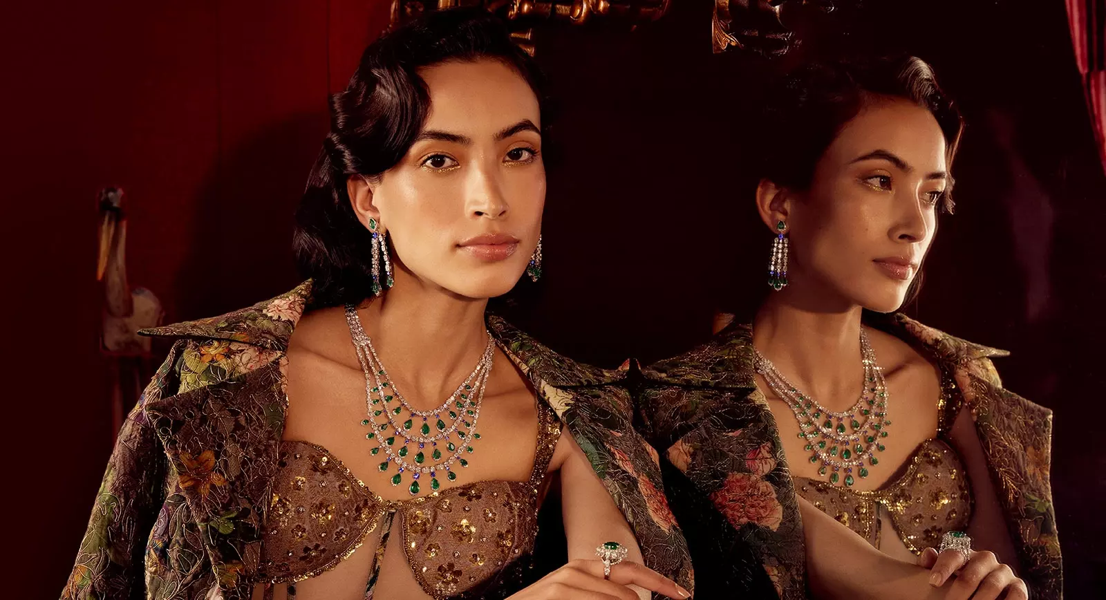 A model wears a high jewellery suite by Hazoorilal Legacy 