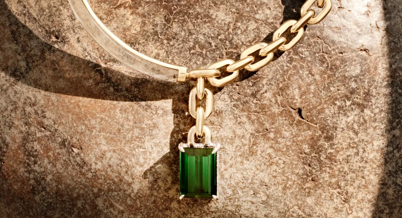 Anna Khouri x Christie's rock crystal and green tourmaline chain necklace 