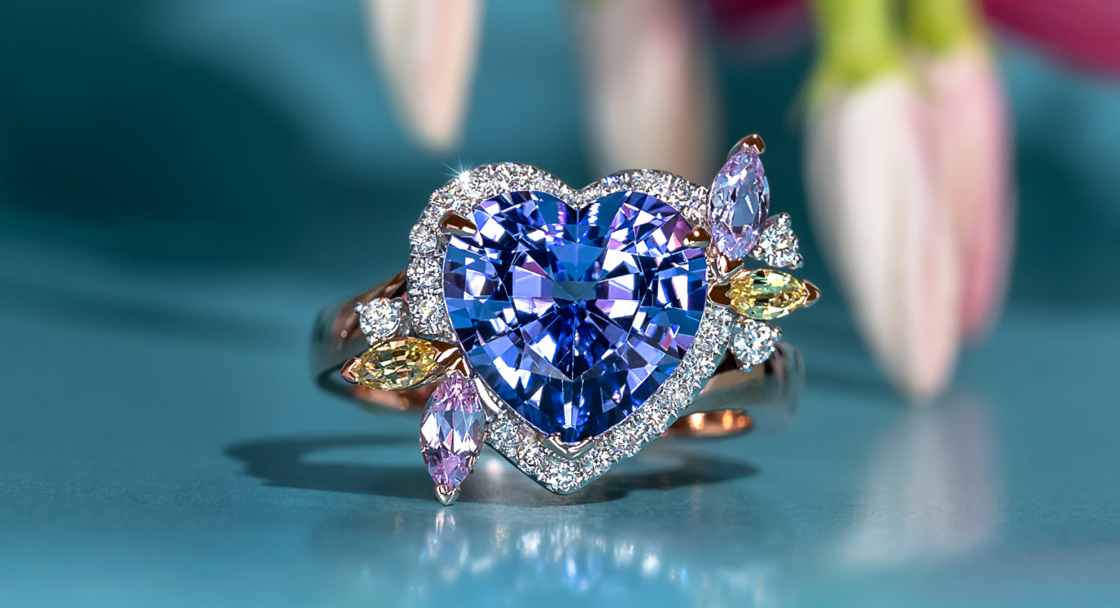 Heart-shaped gemstone ring by Singapore-based bespoke jewellery brand Madly, founded by Maddy Barber