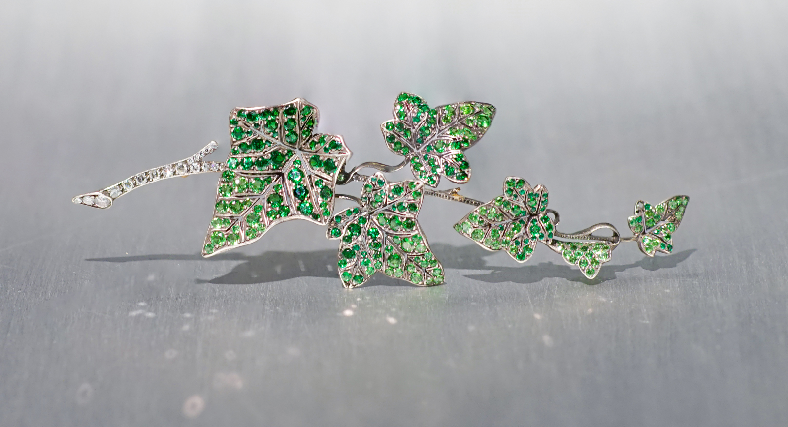  Ivy lead brooch with emeralds and diamonds, presented by A La Vieille Russie at TEFAF Maastricht from March 9-14, 2024