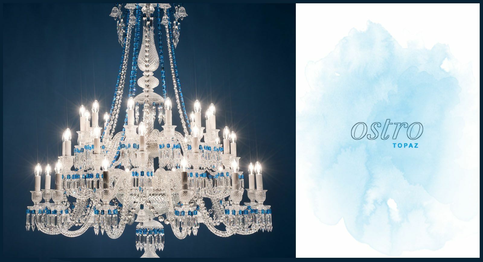 Gemstones and Crystals Shine as One in Blue Topaz Chandelier