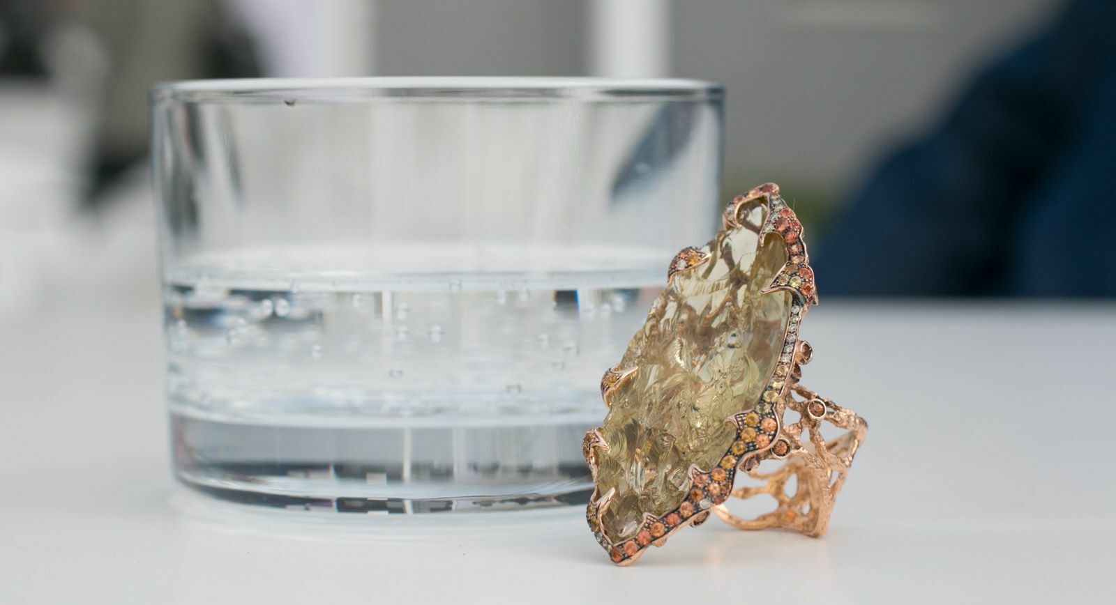 Davide Maule lemon quartz cocktail ring