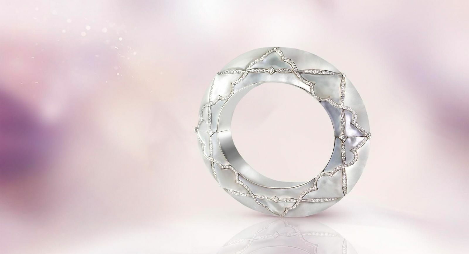 Boghossian cuff bracelet with mother-of-pearl and diamonds