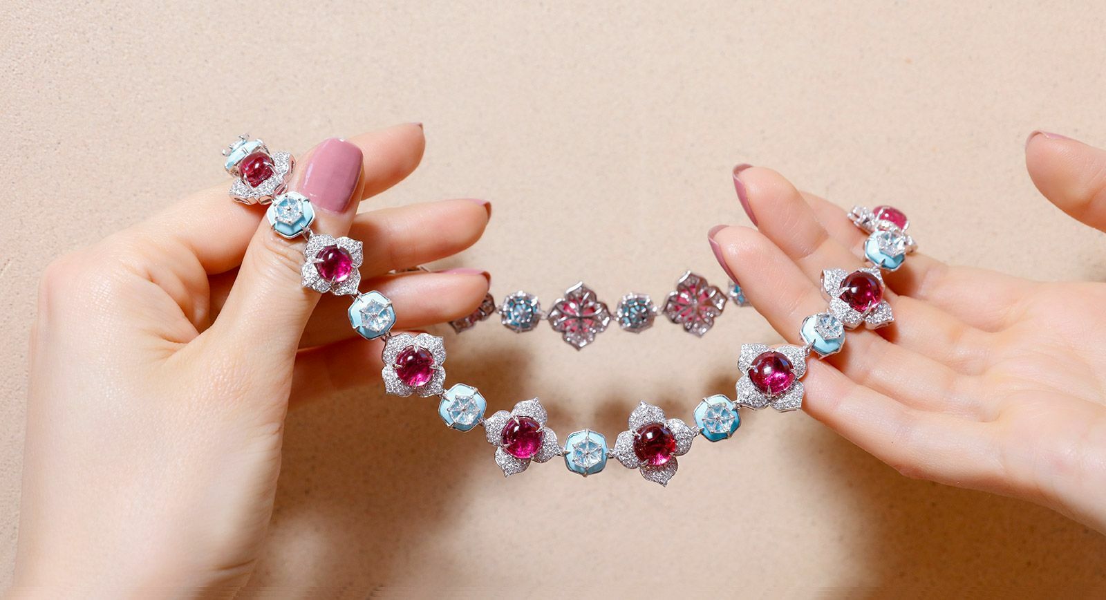 Panchoo necklace with turquoise, spinels and diamonds