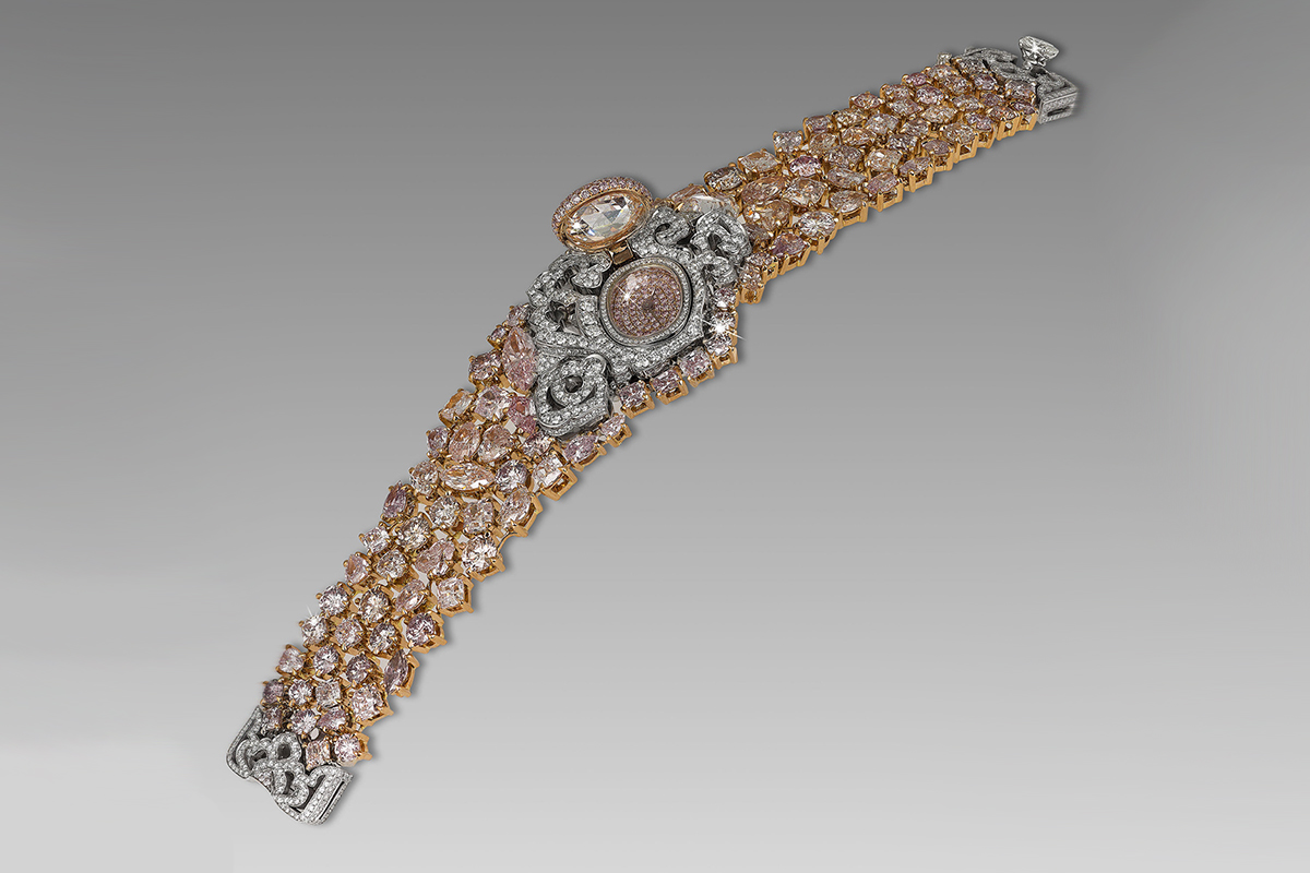 Rose-cut diamond bracelet watch