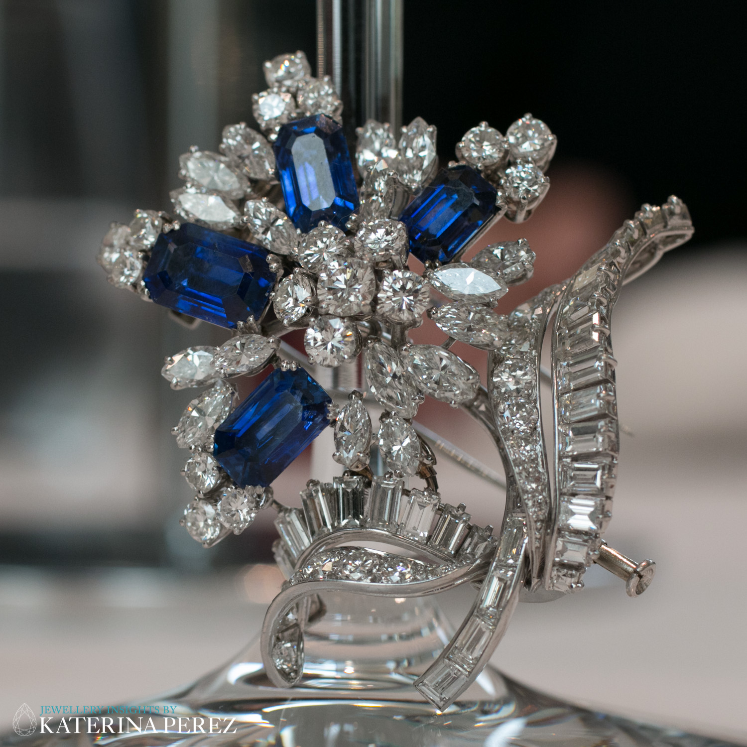 Mounted by Boucheron, A Sapphire and Diamond Flower Brooch, circa 1970. Sapphires approximately 9.10 carats, diamonds 8.90 carats