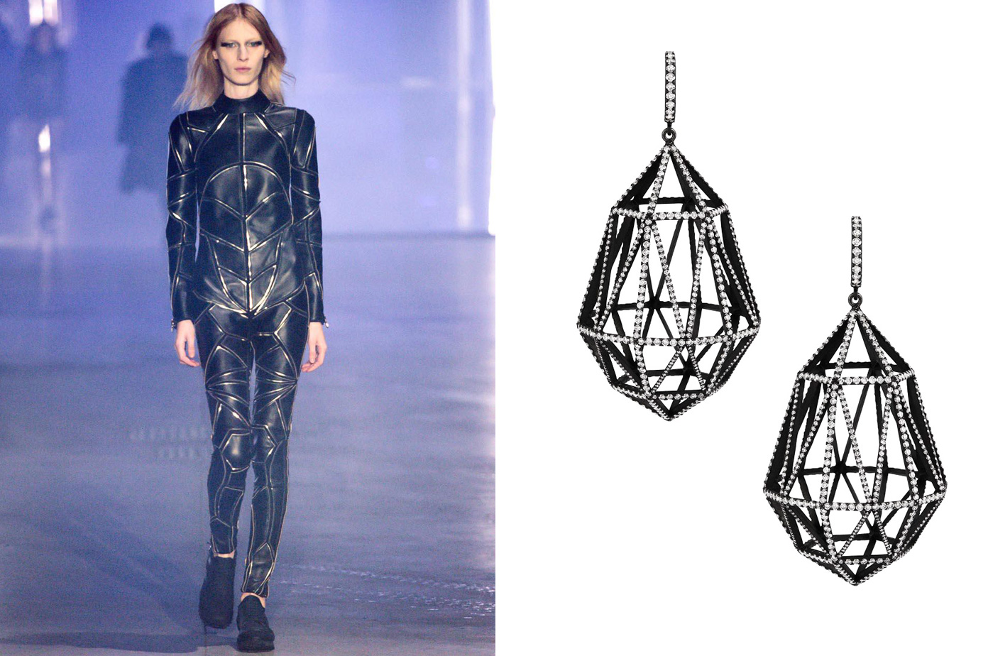 Philipp Plein and NUUN Briolette Earrings from Johara Collection