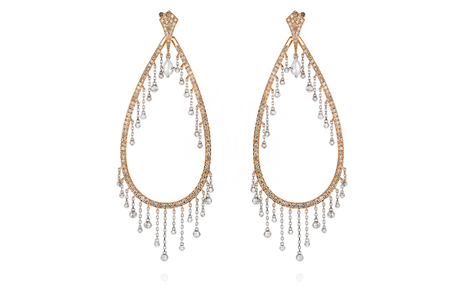 Mike Joseph Waterfall earrings in rose gold and diamonds