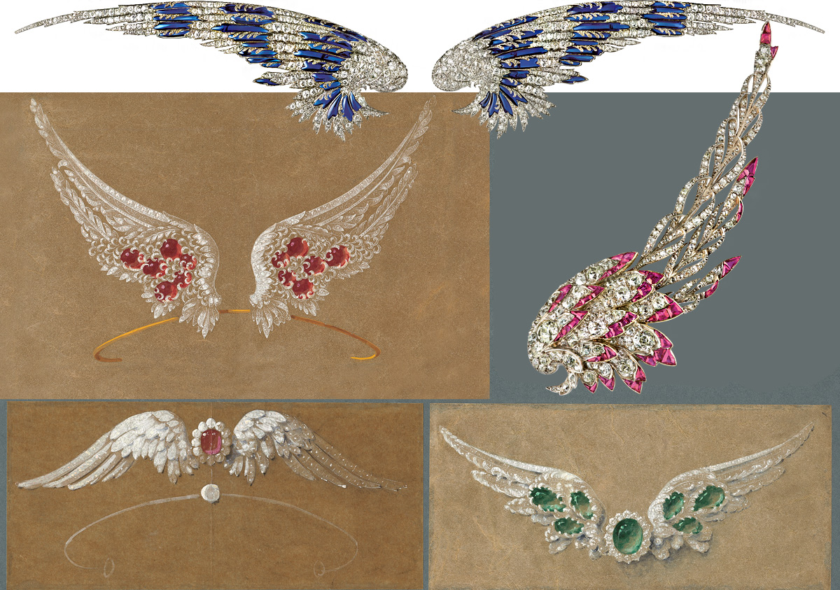 Chaumet drawings and finished jewellery