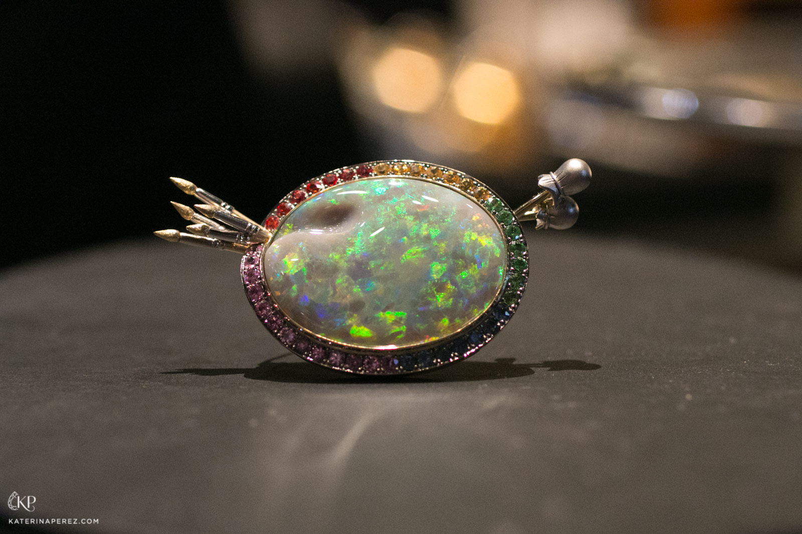 Theo Fennell Artist’s Palette brooch featuring a 44.32 cts Australian black opal