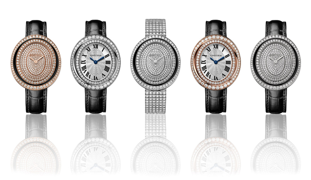 Cartier Hypnose watches in white and rose gold with diamonds