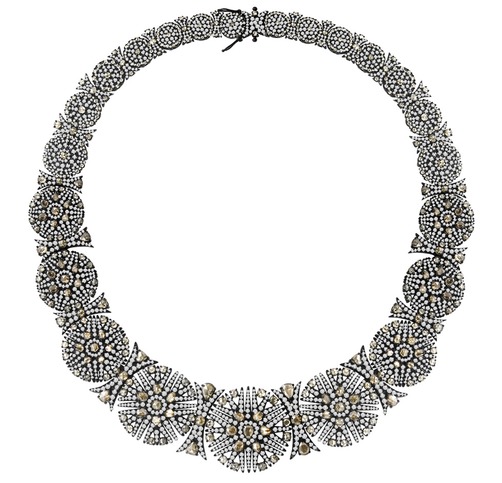 Brown and white diamonds necklace by Sutra
