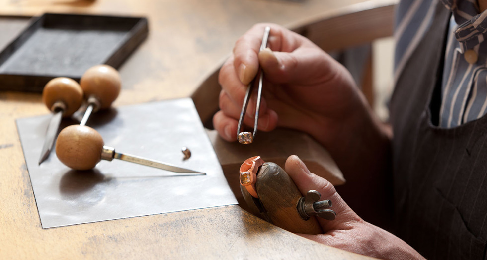 A copper ring being worked on at the Hemmerle atelier. Courtesy Hemmerle