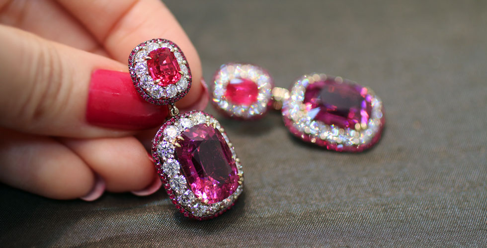 IVY New York earrings with 20,09 cts rubellites, red spinels, rubies and diamonds