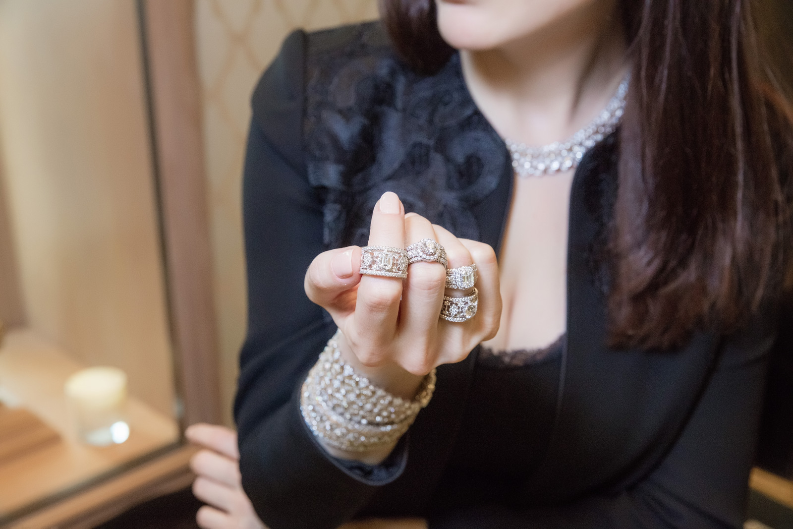 Buccellati engagement rings with diamonds. Photographer: Simon Martner