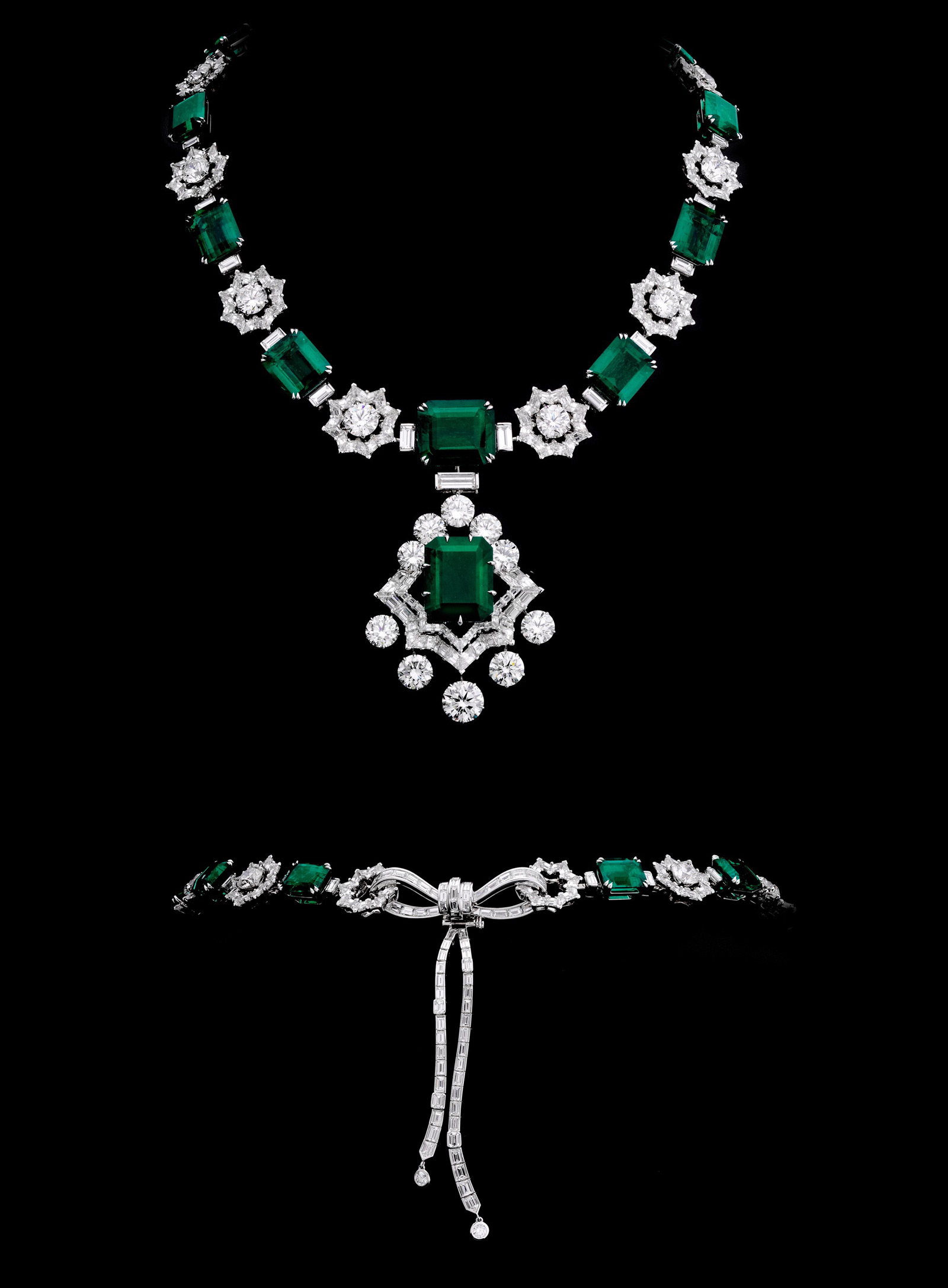 Maison Tabbah emerald and diamond Taj necklace