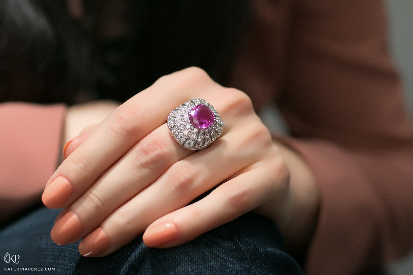 Picchiotti ring with pink 6.46ct rubellite and diamonds