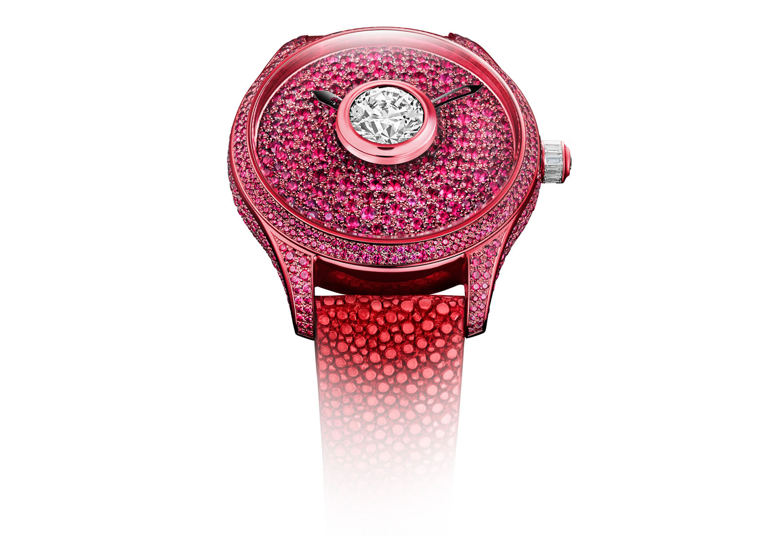 Часы с бриллиантом и рубиновым паве De Tournemire Rubis