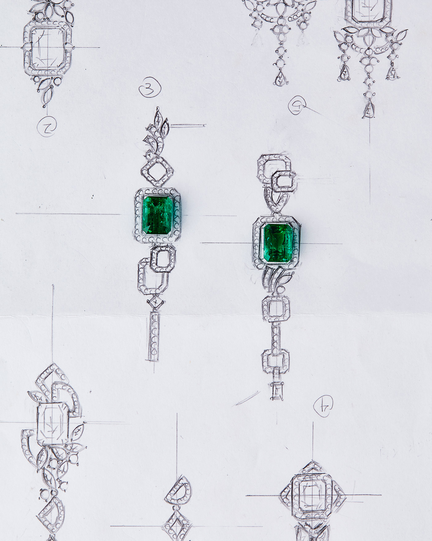 QIU Fine Jewelry earrings sketch