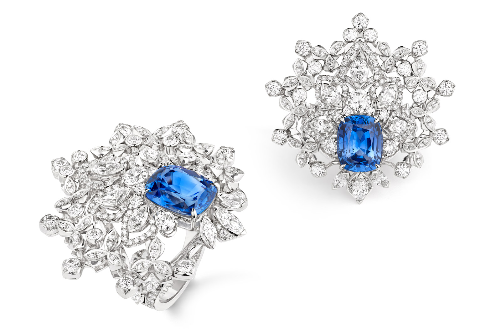 Chaumet 'Promenades Imperiales’ collection ring in 18k white gold, set with a 5.01ct Ceylon sapphire and diamonds
