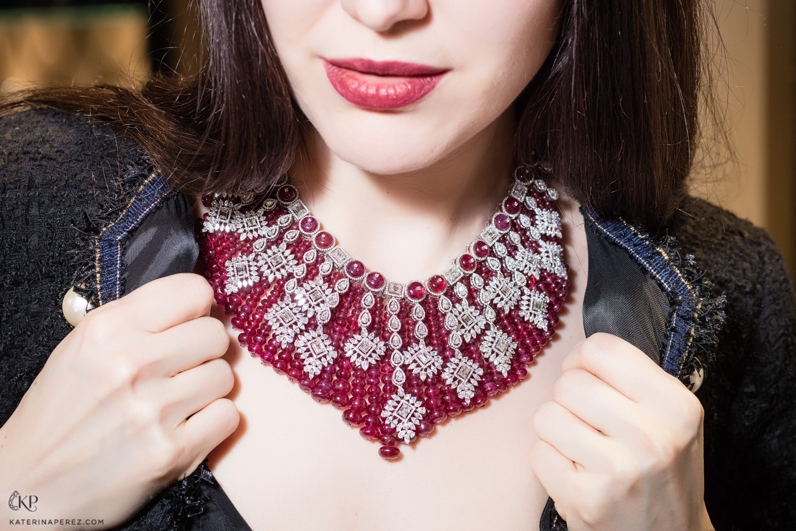 Kamyen ruby and diamond one-of-a-kind necklace