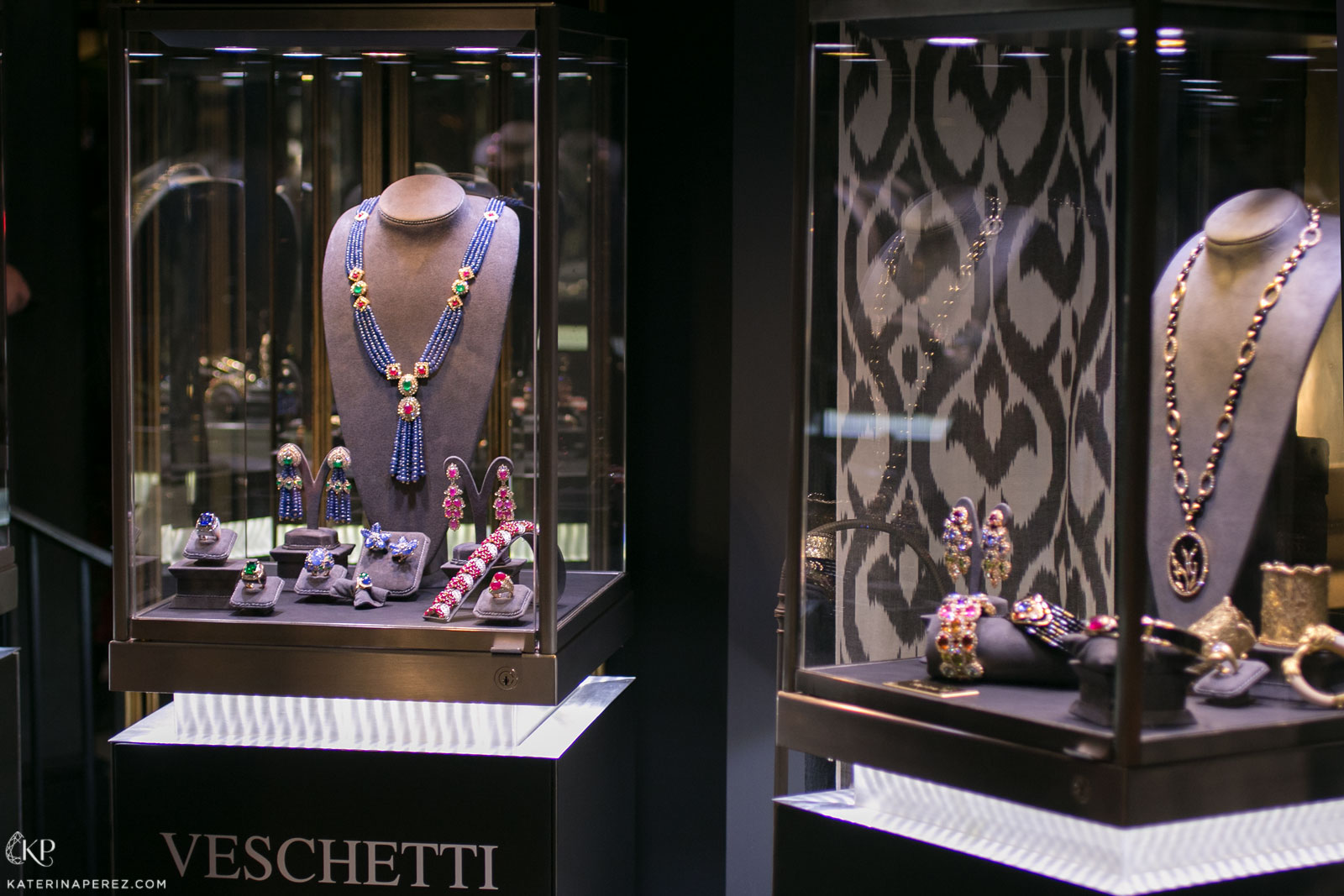 A selection of Veschetti jewellery at the private exhibition