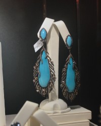Sutra champagne diamonds and turquoise earrings