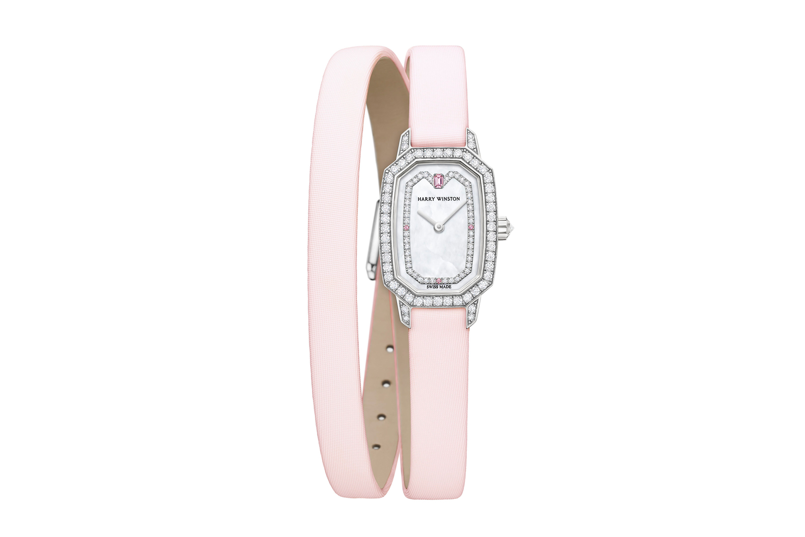 Harry Winston 'Emerald' watch with diamonds, pink sapphires and a mother of pearl dial 