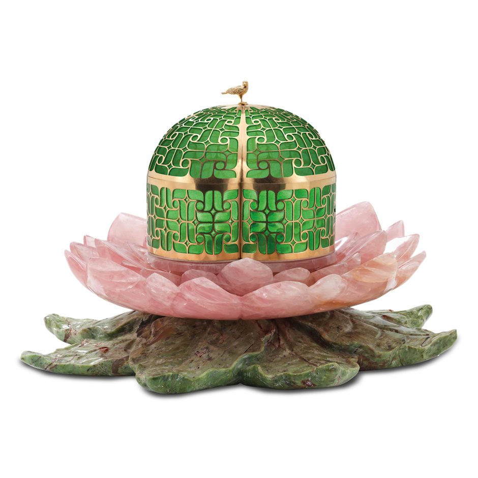 Solange Azagury-Partridge ‘Secret Garden’ jewellery box in jade, rose quartz, aventurine and yellow gold
