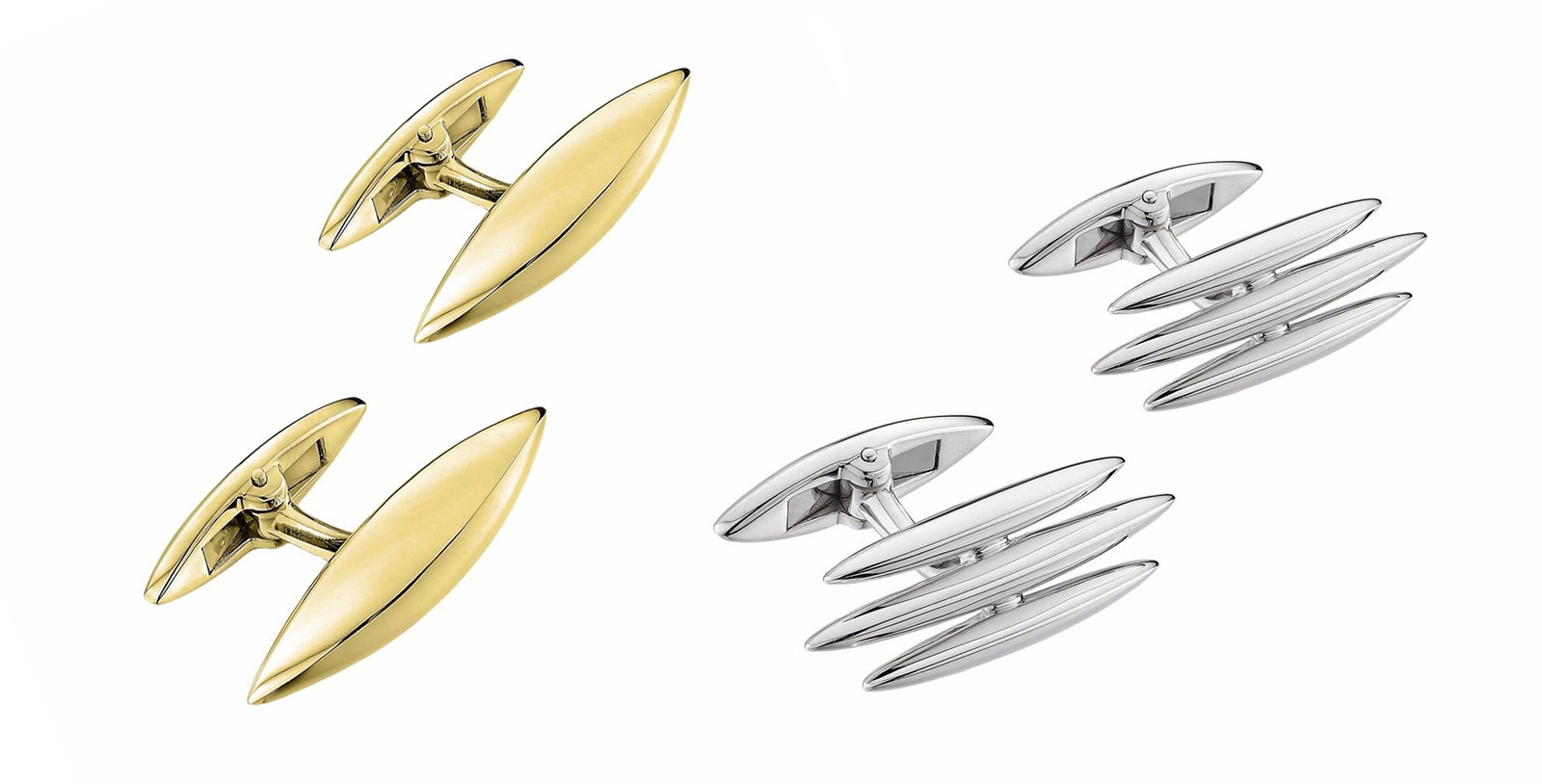 Shaun Leane's 'Arc' and 'Triple Arc' cufflinks in gold plated silver and silver
