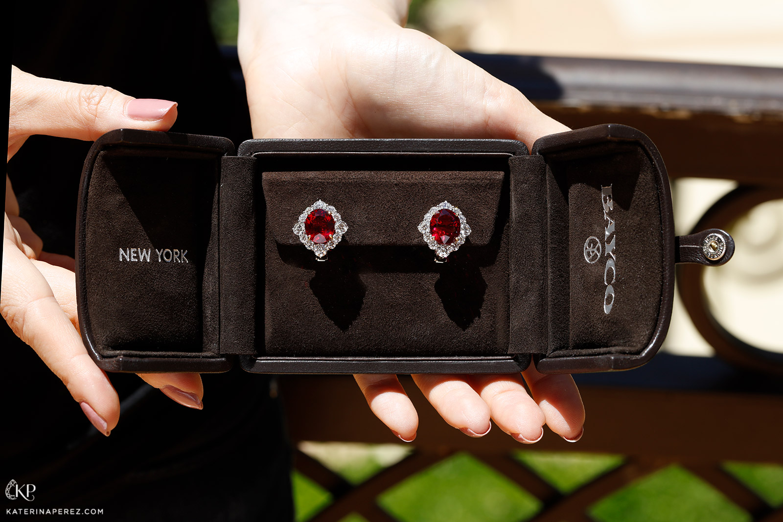 Bayco ruby earrings with diamonds