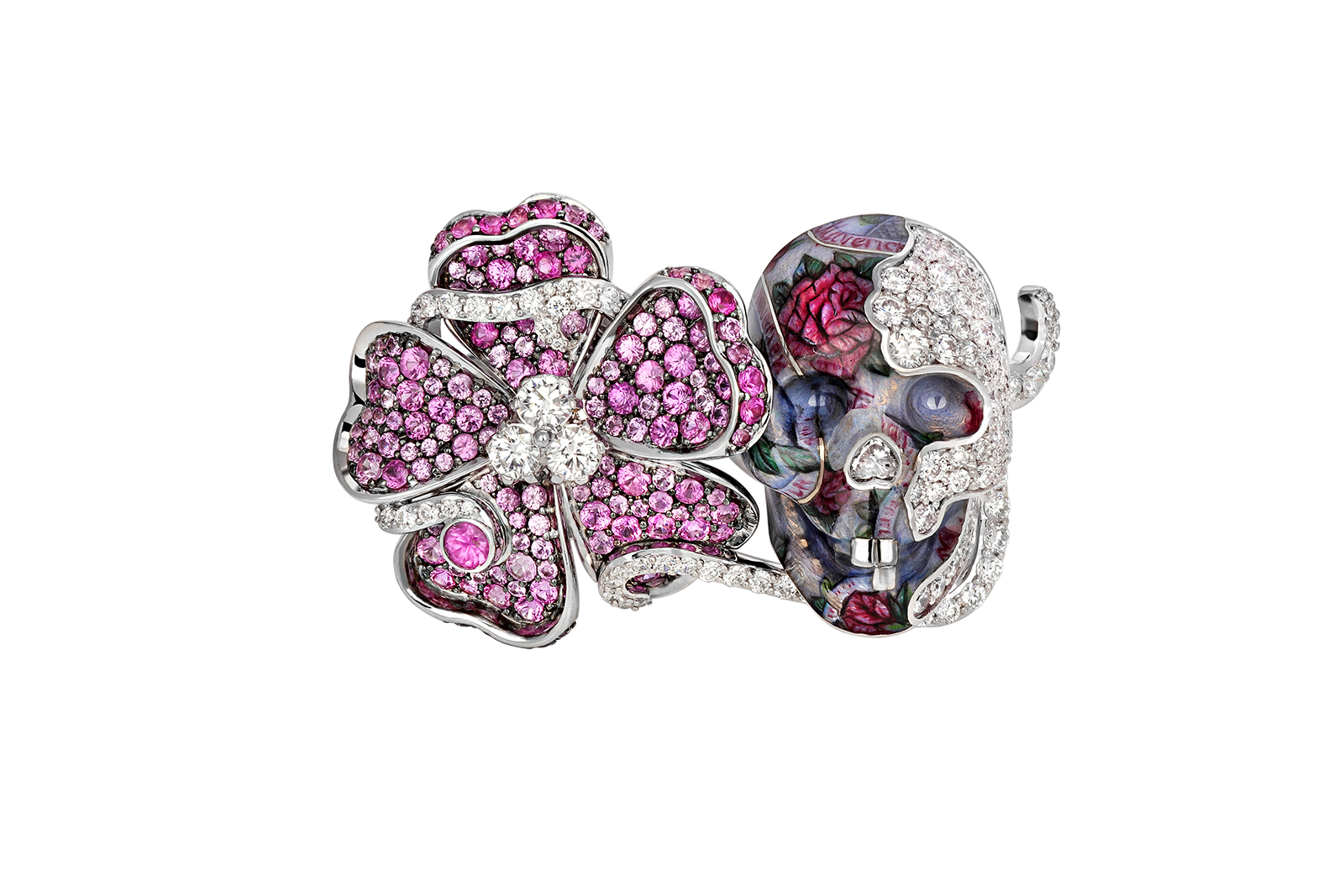 Liza Borzaya ring with diamonds, pink sapphires and enamel from "Get Inked!" collection