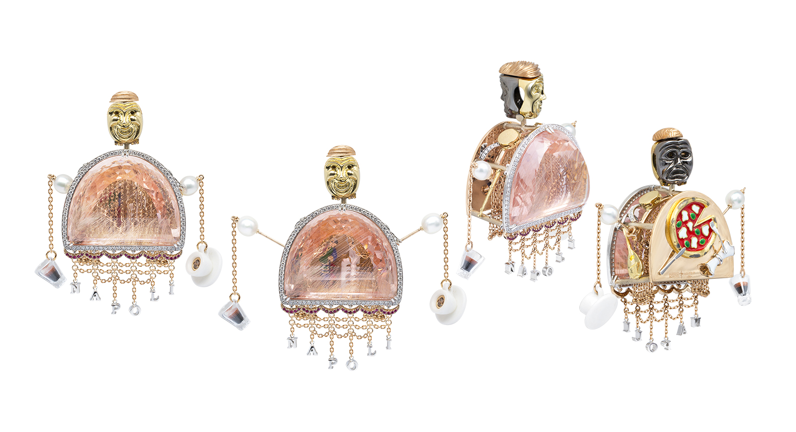 Подвеска Alessio Boschi's 'Bella Napoli' с морганитом, бриллиантами, жемчугом кеши, рубинами и эмалью